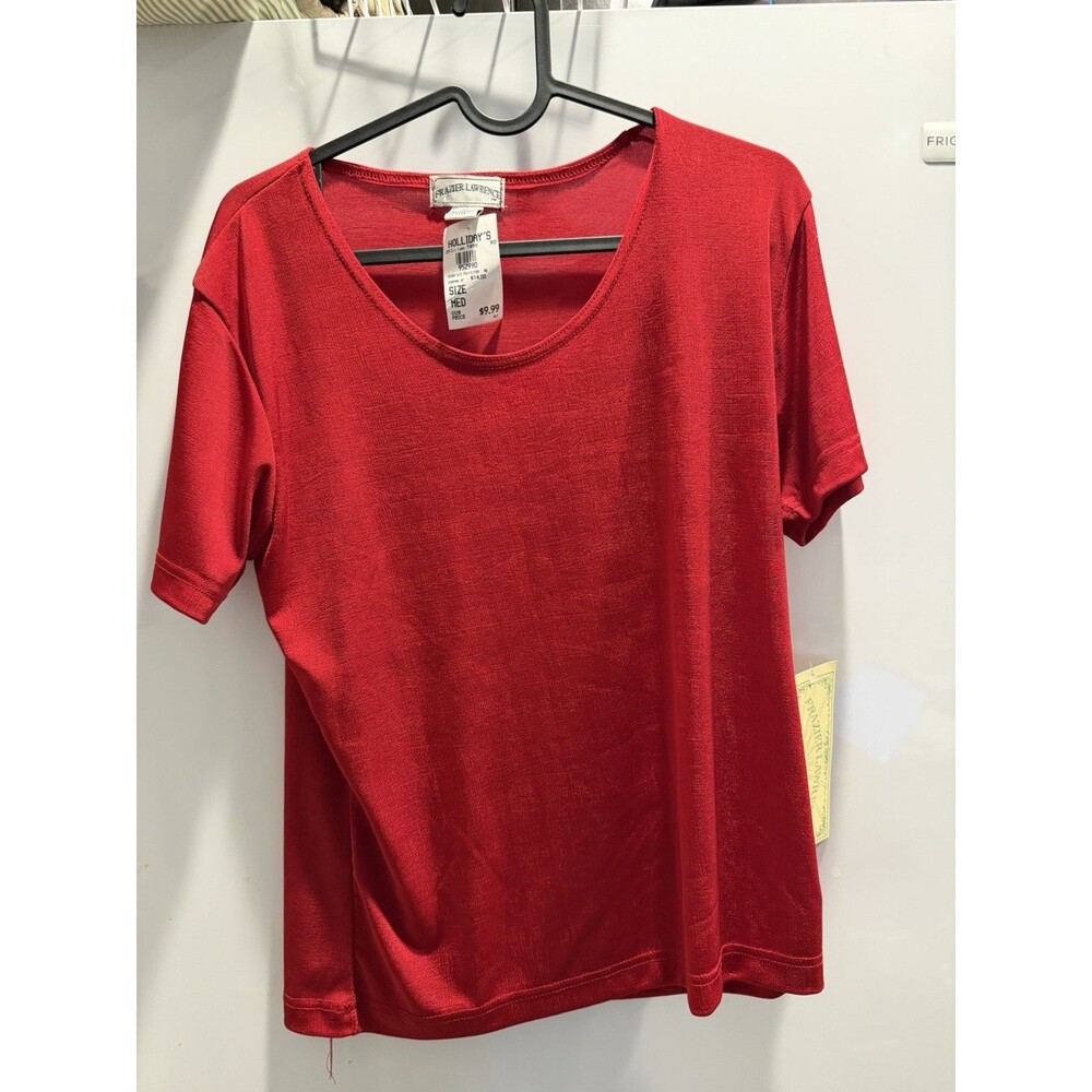 Frazier Lawrence Red Polyester Spandex Women's Scoop Neck T-Shirt M 7499-MR-CLR